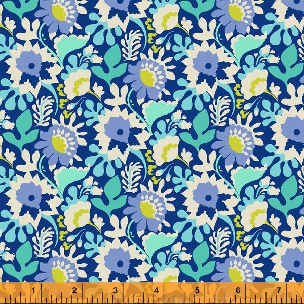 Eden By Sally Kelly Windham Fabrics Flower Trail Periwinkle Cotton