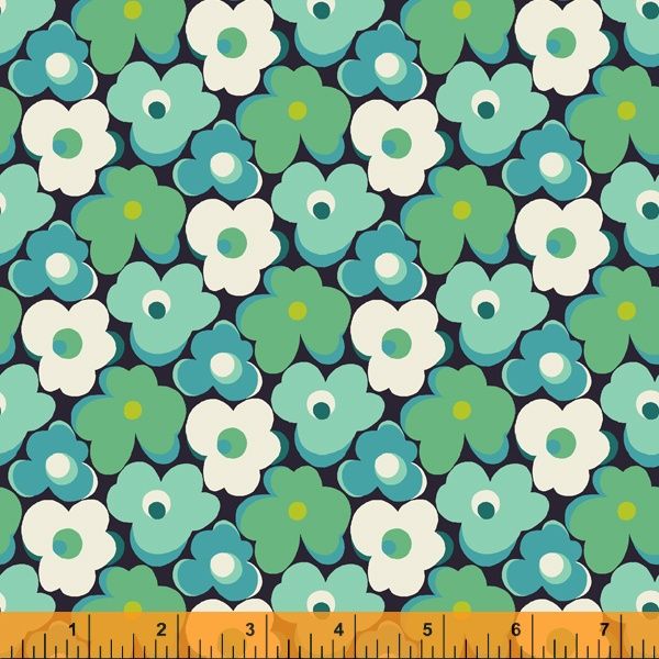 Eden By Sally Kelly Windham Fabrics Flower Bump Teal Cotton