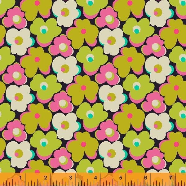 Eden By Sally Kelly Windham Fabrics Flower Bump Chartreuse Cotton