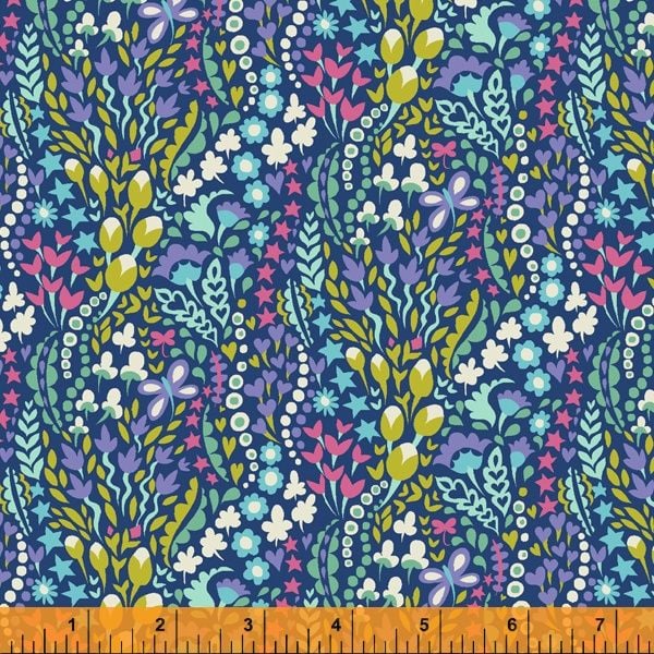 Eden By Sally Kelly Windham Fabrics Flower Blanket Periwinkle Cotton