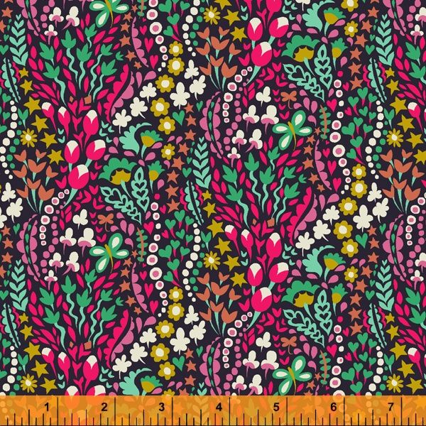 Eden By Sally Kelly Windham Fabrics Flower Blanket Midnight Cotton
