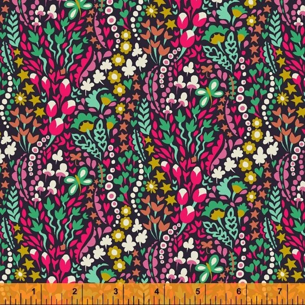 Eden By Sally Kelly Windham Fabrics Flower Blanket Midnight Cotton