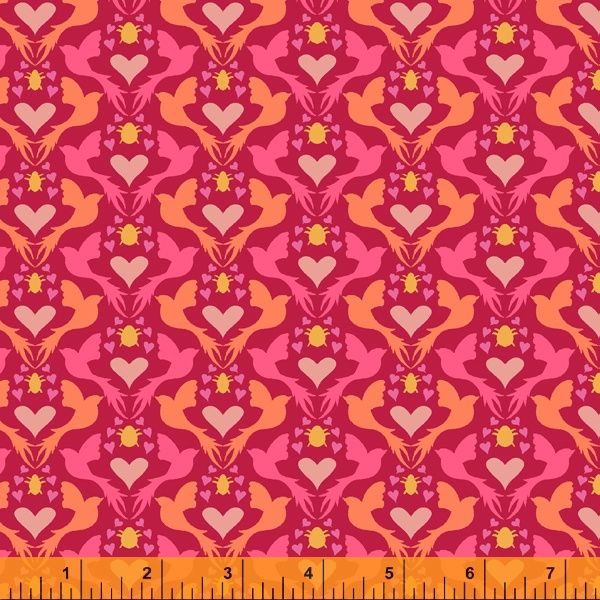Eden By Sally Kelly Windham Fabrics Dovelove Red Cotton