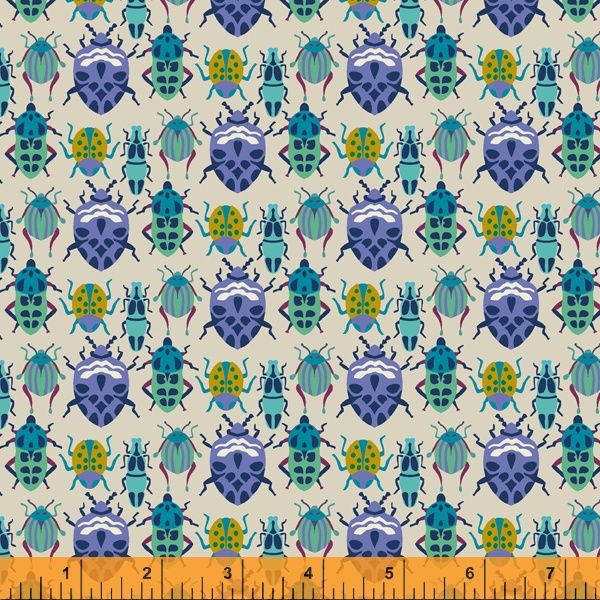 Eden By Sally Kelly Windham Fabrics Bug Race Periwinkle Cotton 