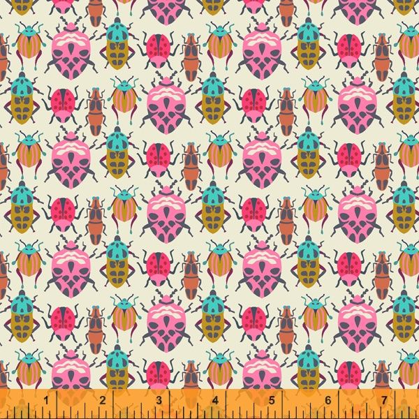 Eden By Sally Kelly Windham Fabrics Bug Race Cream Cotton 