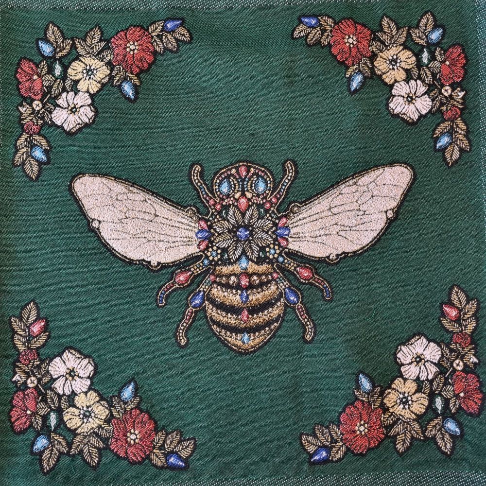 Jacqaurd Fabric Panel Queen Bee Green 