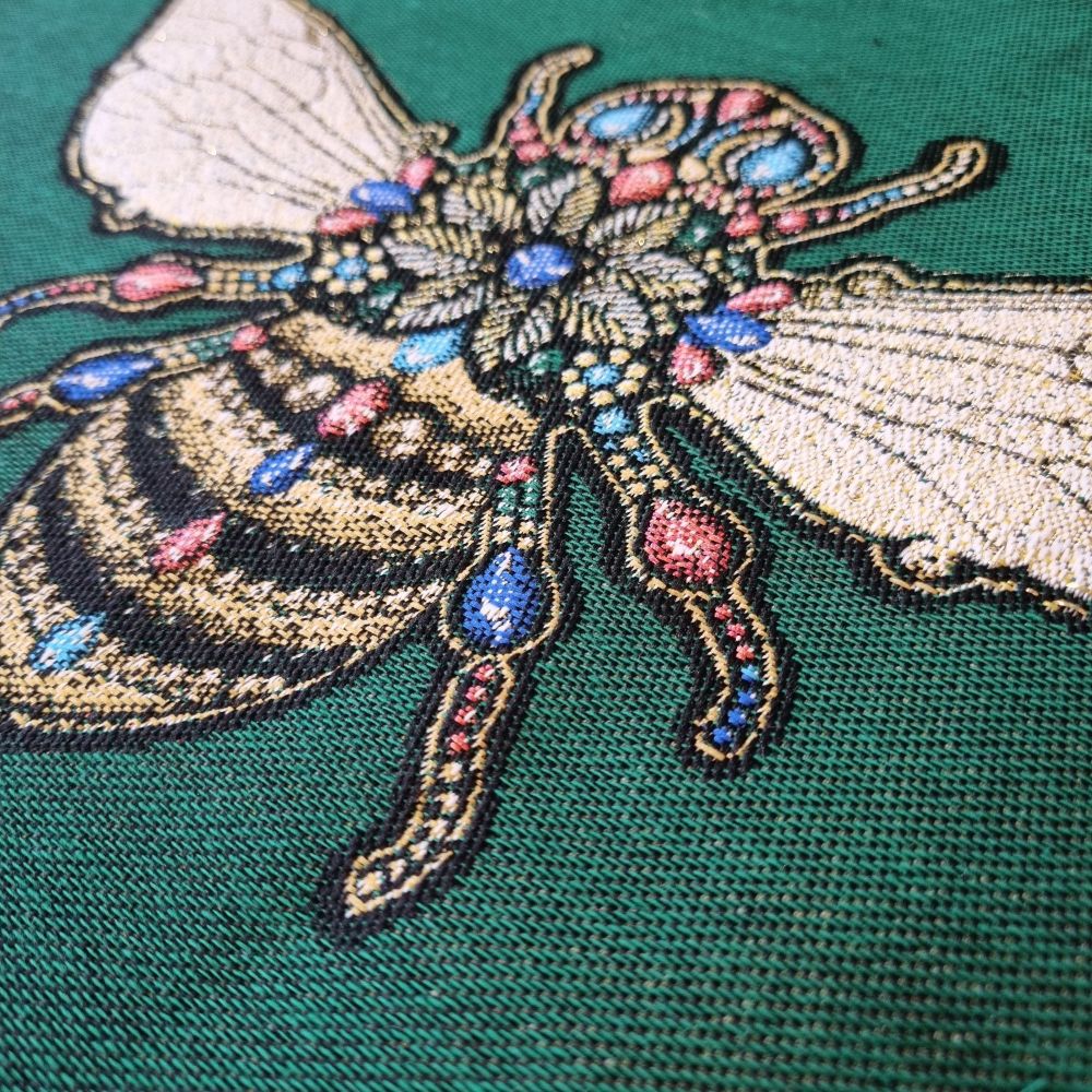 Jacqaurd Fabric Panel Queen Bee Green 