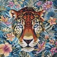 Jacquard Fabric Panel Tropical Leopard 