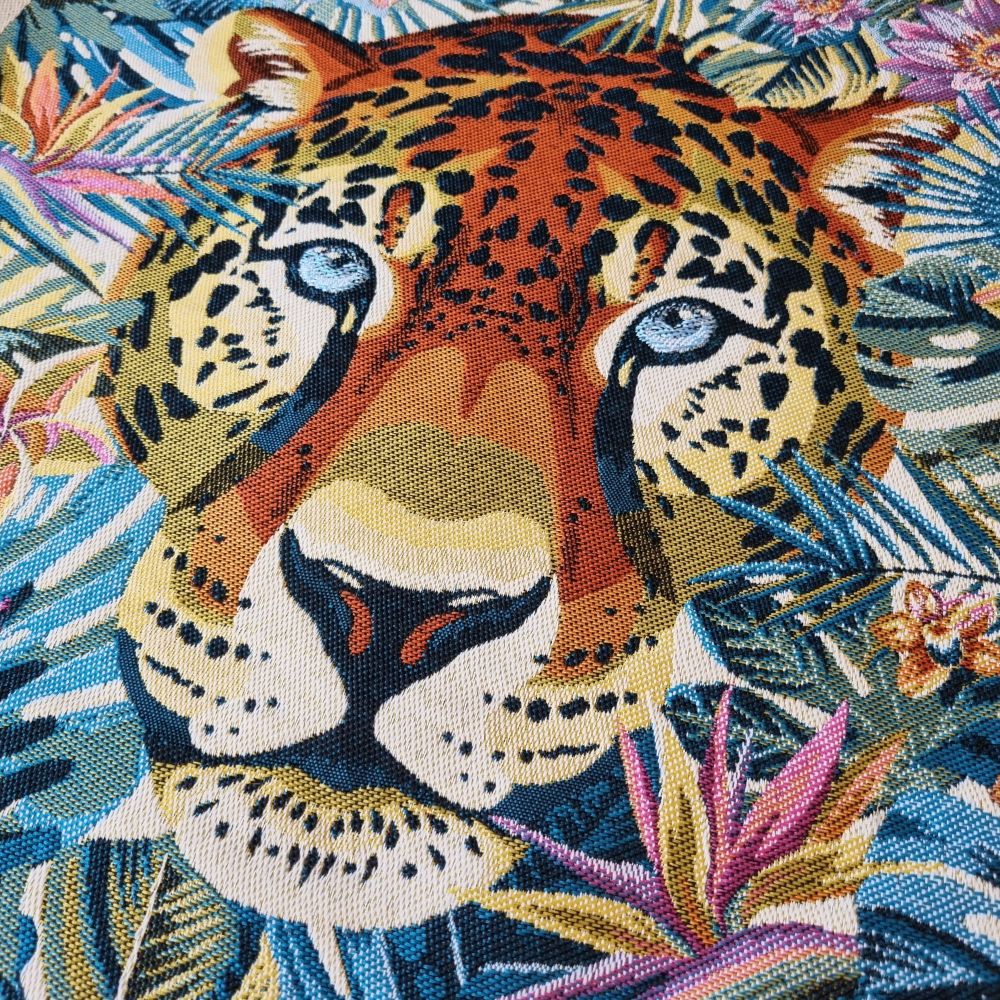 Jacquard Fabric Panel Tropical Leopard 
