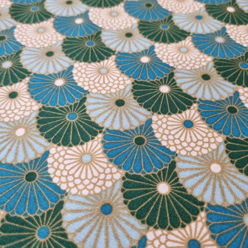 Cotton Fabric Oriental Circles Green