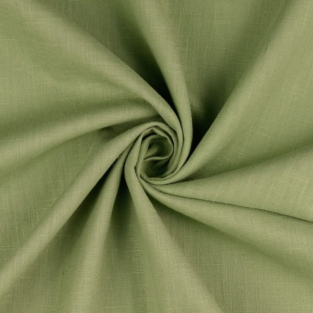 Plain Washed Linen Fabric Olive 