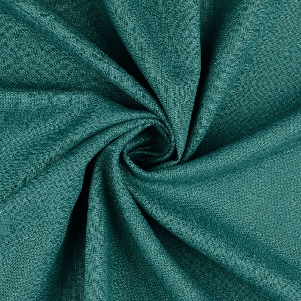 Plain Washed Linen Fabric Emerald 