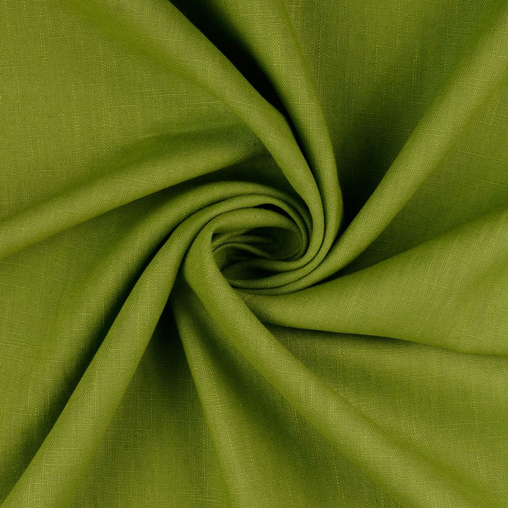 Plain Washed Linen Fabric Lime 