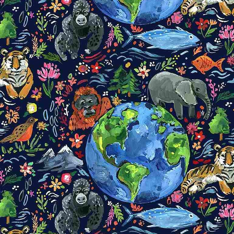 Dear Stella Cotton Fabric Earth Day Save The Planet