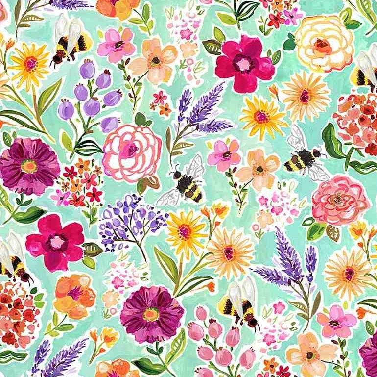 Dear Stella Cotton Fabric Earth Day Bee Garden