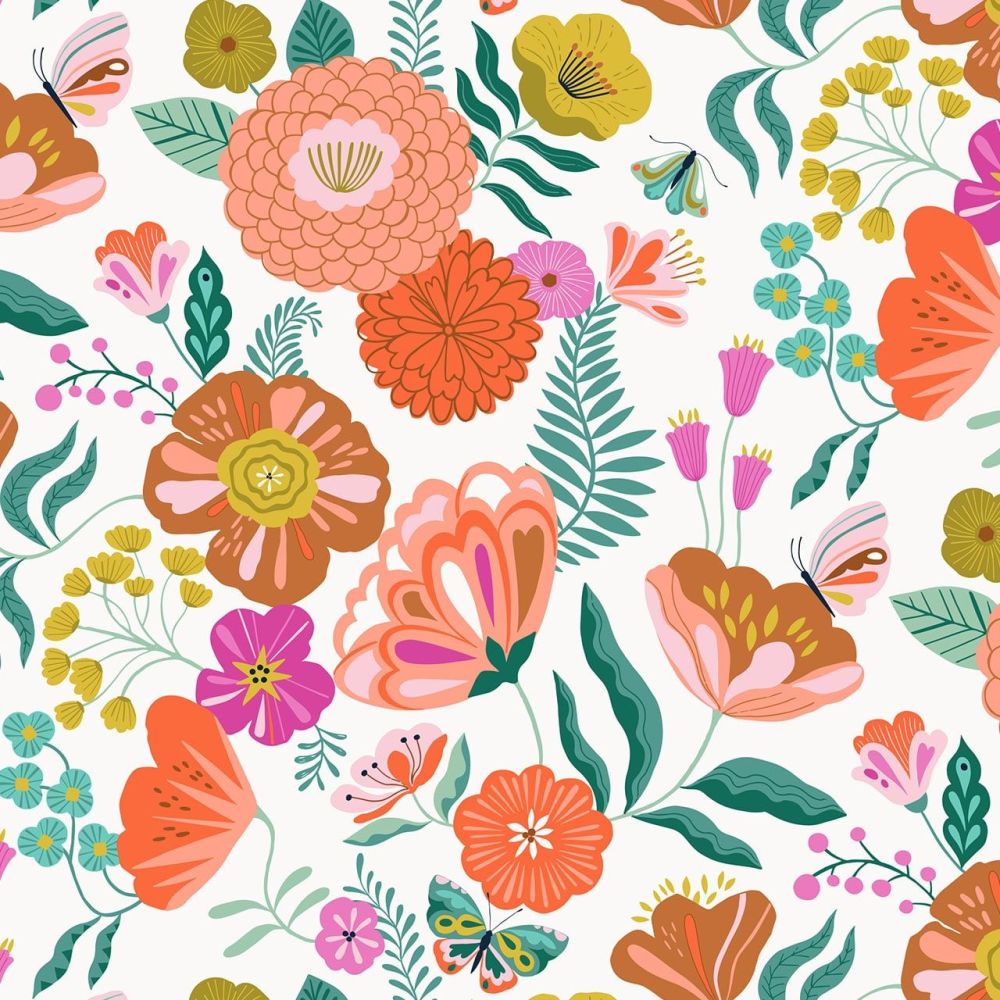Dashwood Studio Cotton Fabric Flutter By Garden Flowers & Butterflies 