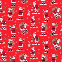 Makower Christmas Cotton Fabric Merry Santa Red