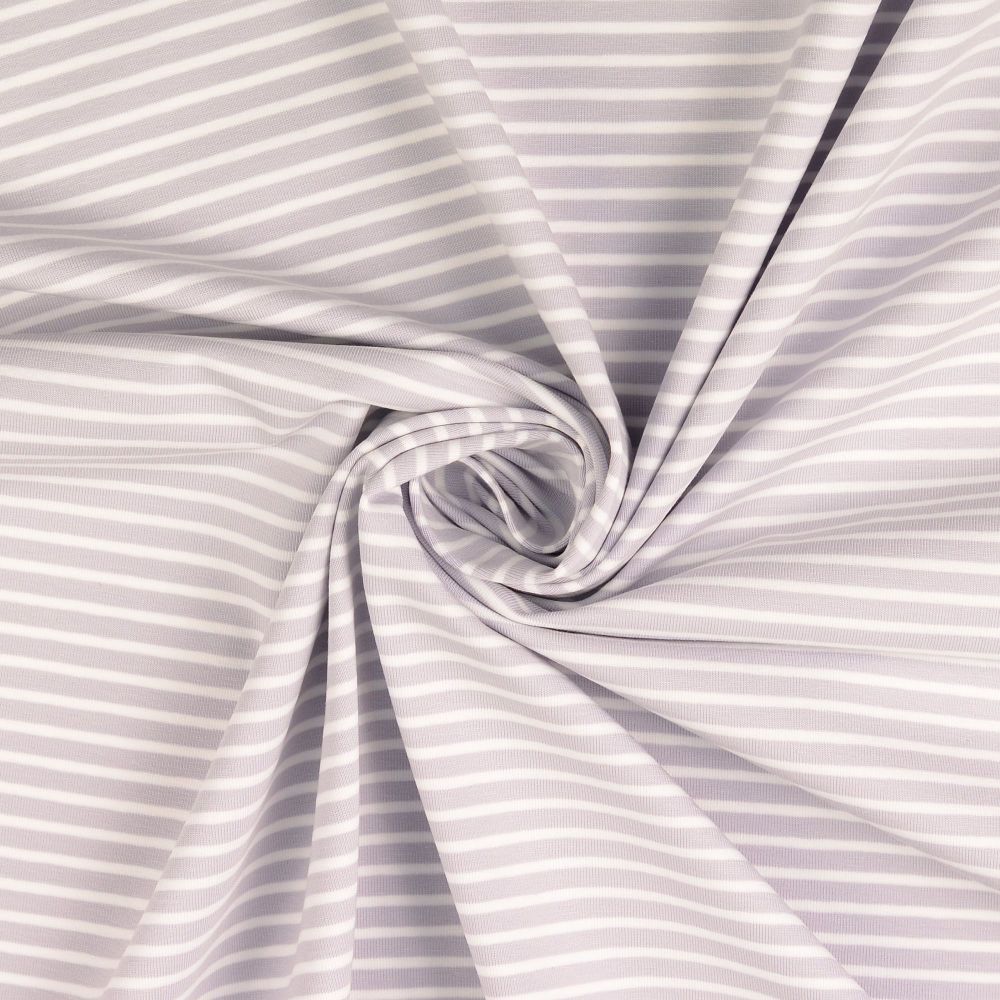 Cotton Jersey Fabric Stripe Grey/White