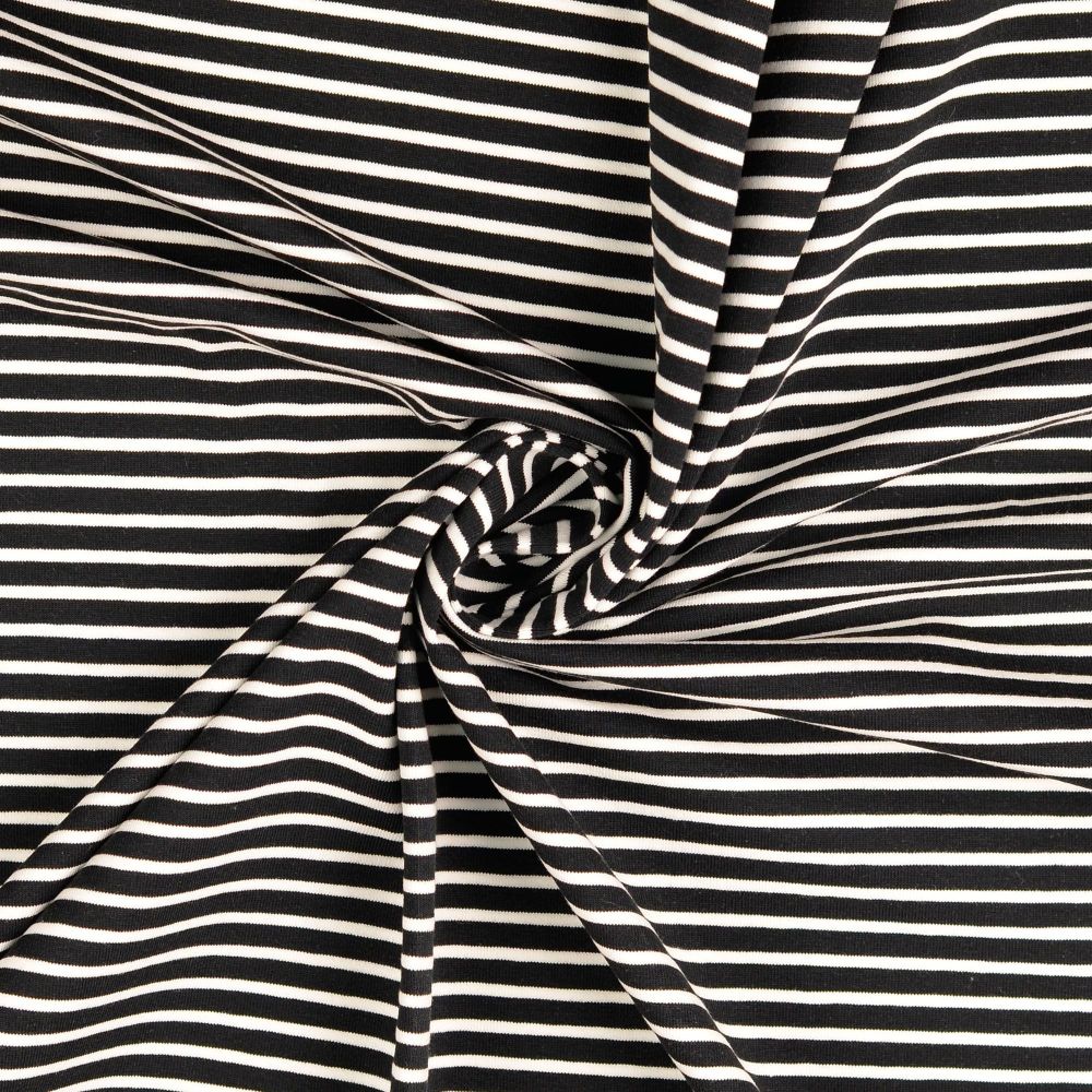 Cotton Jersey Fabric Stripe Black/White