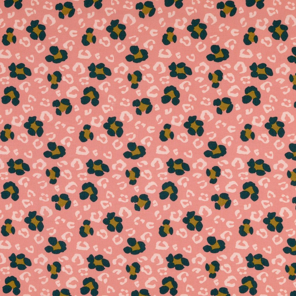 Viscose Fabric Leopard Floral Blush