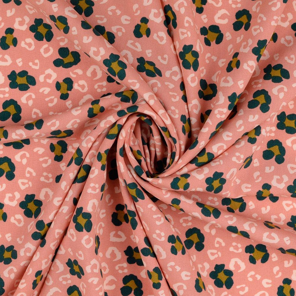 Viscose Fabric Leopard Floral Blush