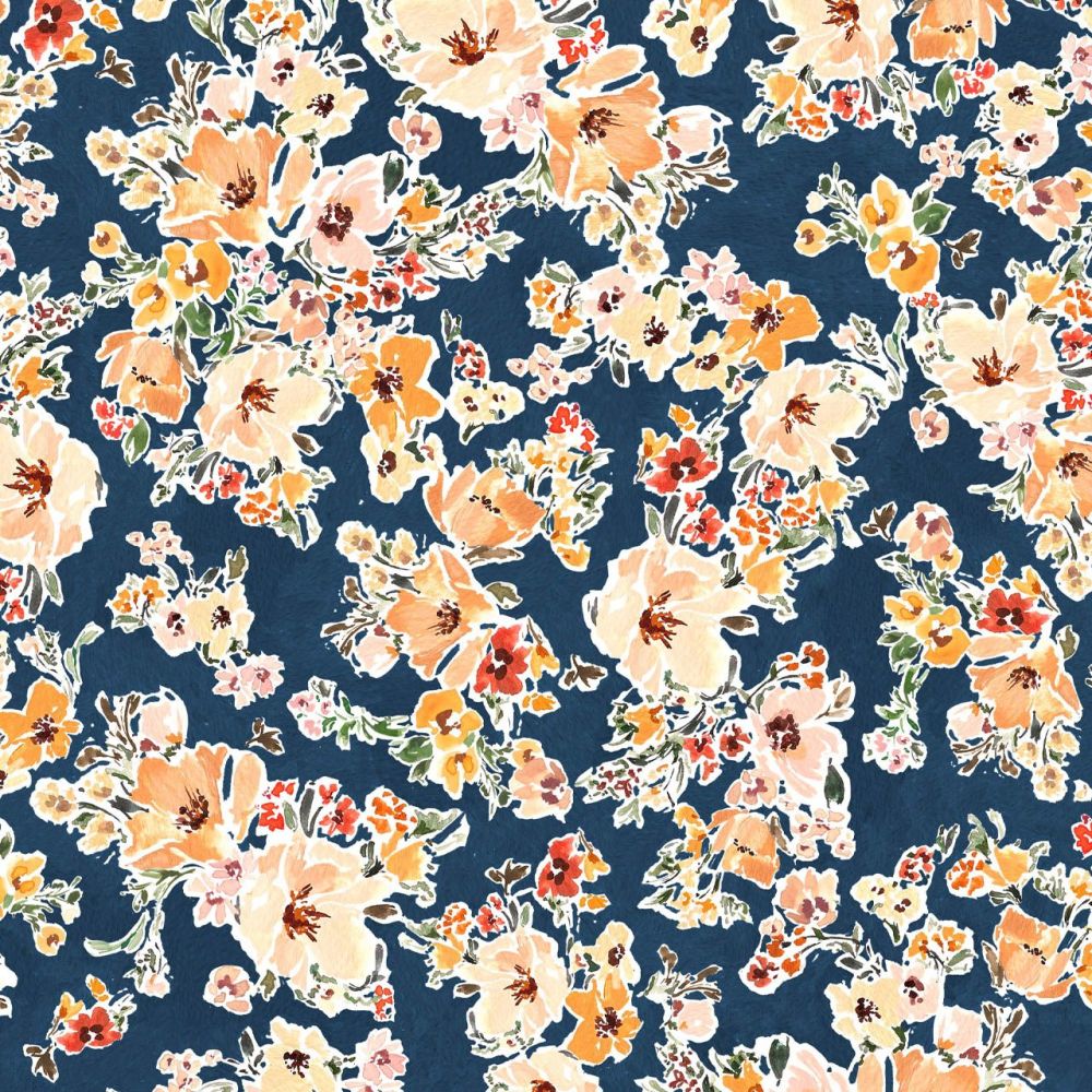 Dashwood Studio Cotton Fabric Into The Wild Forest Flowers Navy 