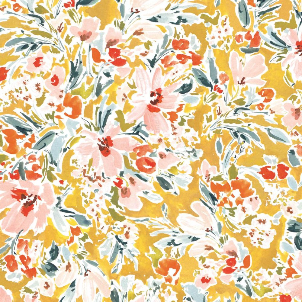 Dashwood Studio Cotton Fabric Into The Wild Forest Flowers Mustard 