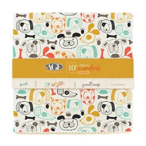  10in Fabric Wonders in Cotton from Oh, Woof! by Jessica Swift Art Gallery Fabric - 42 piece