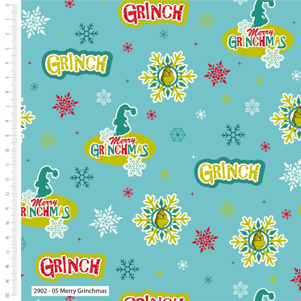 The Grinch Cotton Fabric Merry Christmas 