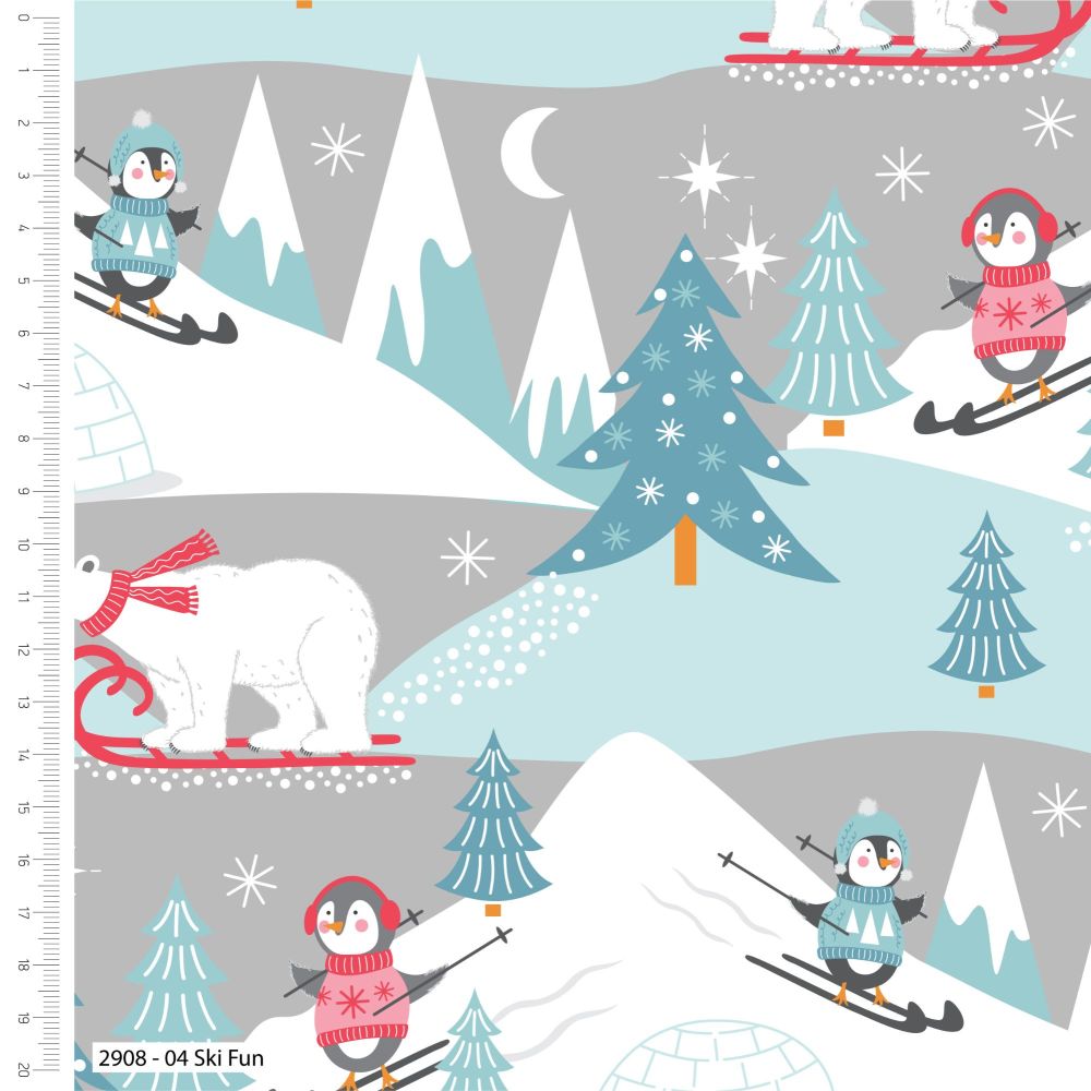 Cotton Fabric Polar Pals Ski Fun