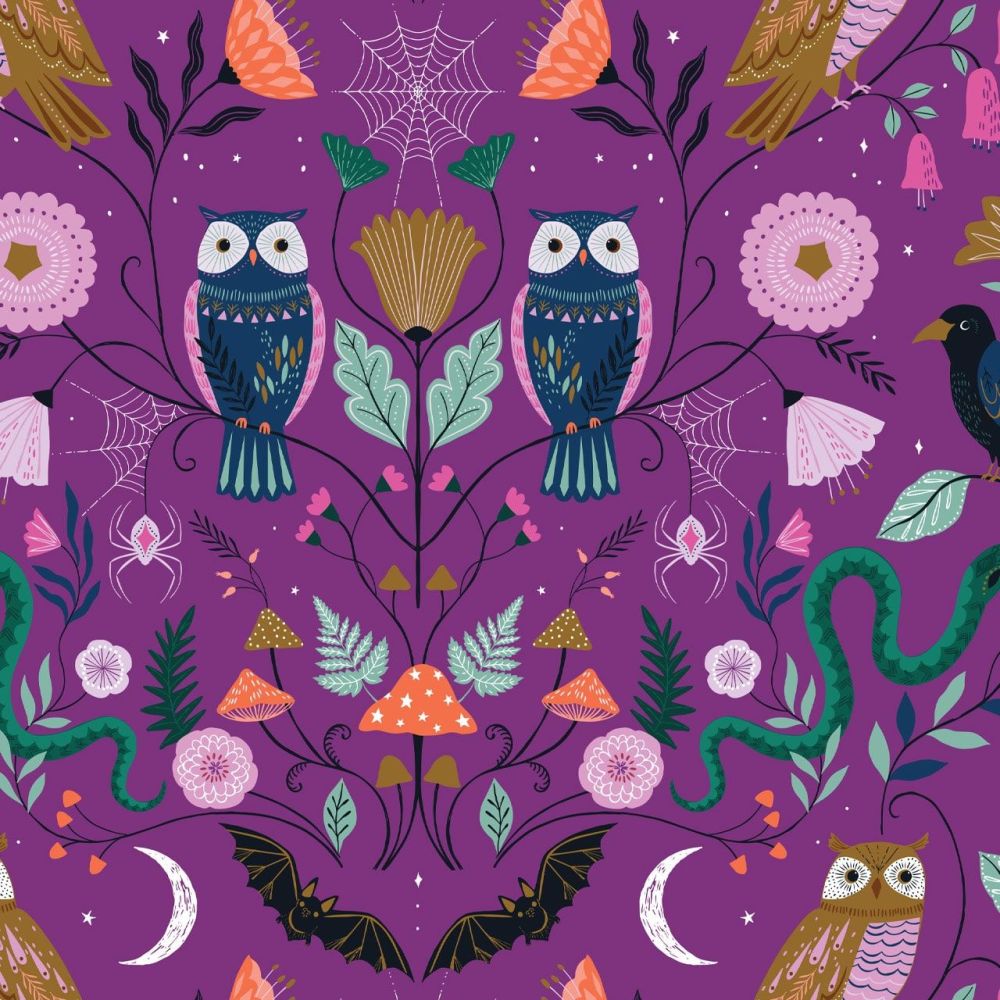 Dashwood Studio Cotton Fabric Twilight Night Owls Purple 