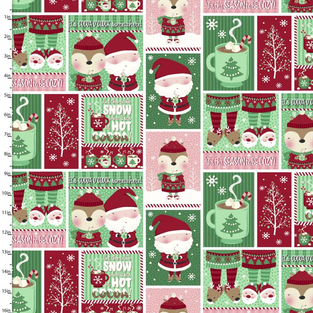 3 Wishes Cotton Fabric Snow & Hot Cocoa Pals Patch