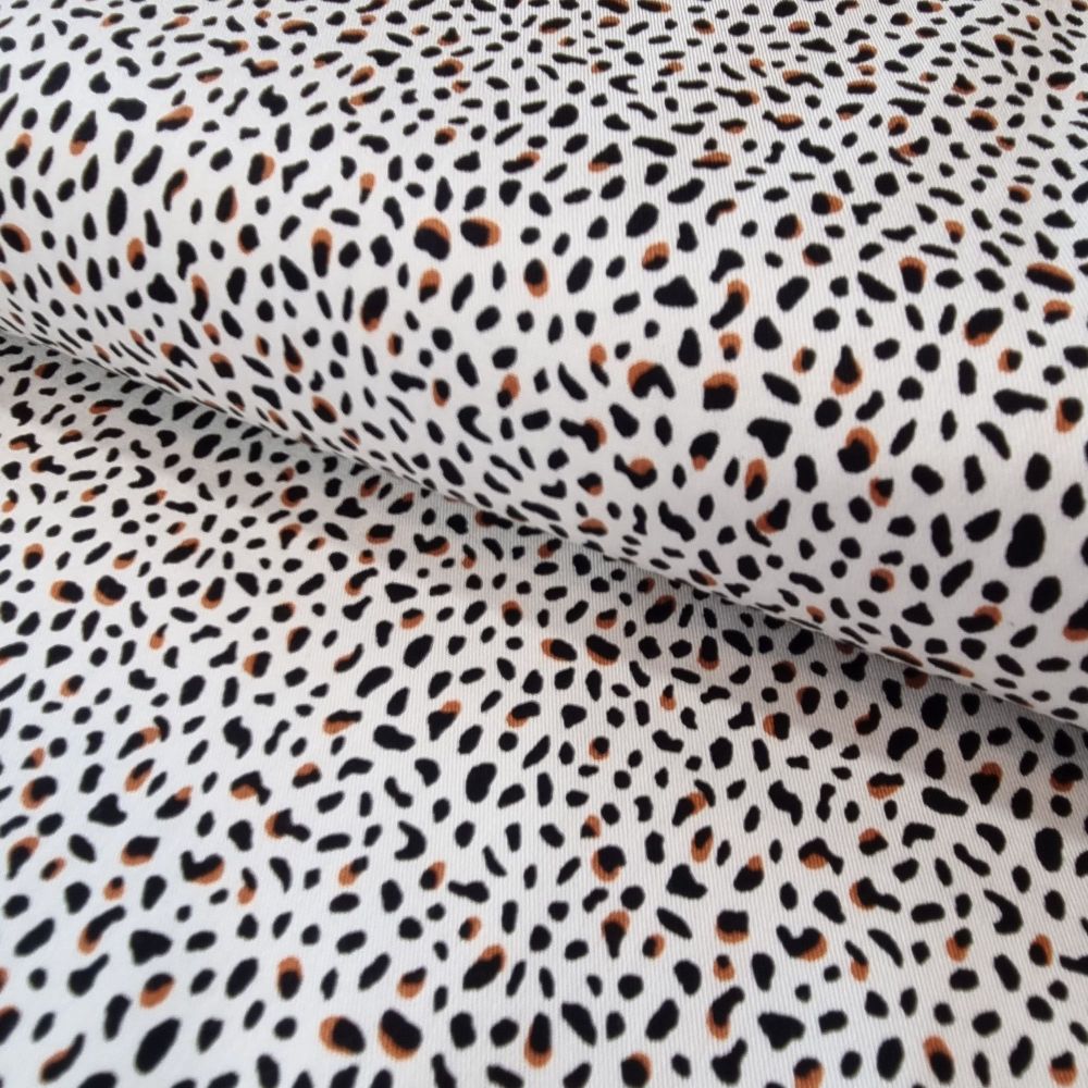 Rosella Stretch Viscose Fabric Animal Print White 