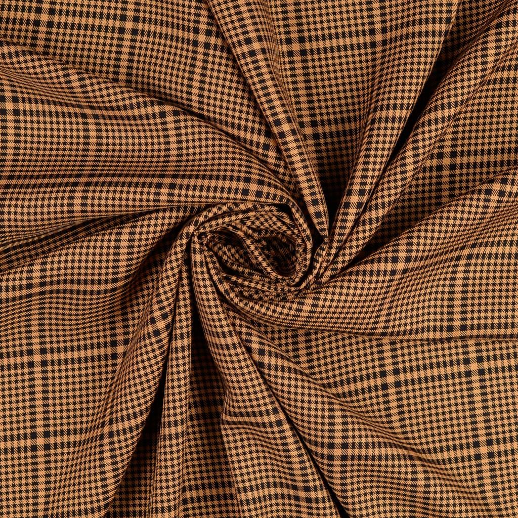 Soft Touch Checked Viscose Fabric Coffee
