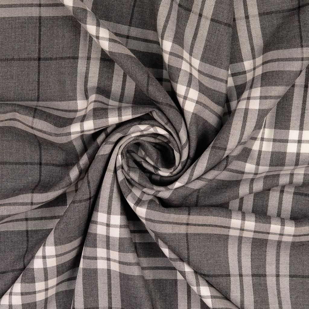 Soft Touch Check Viscose Fabric Grey 