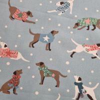 Panama Dappy Dogs Seafoam Cotton Fabric
