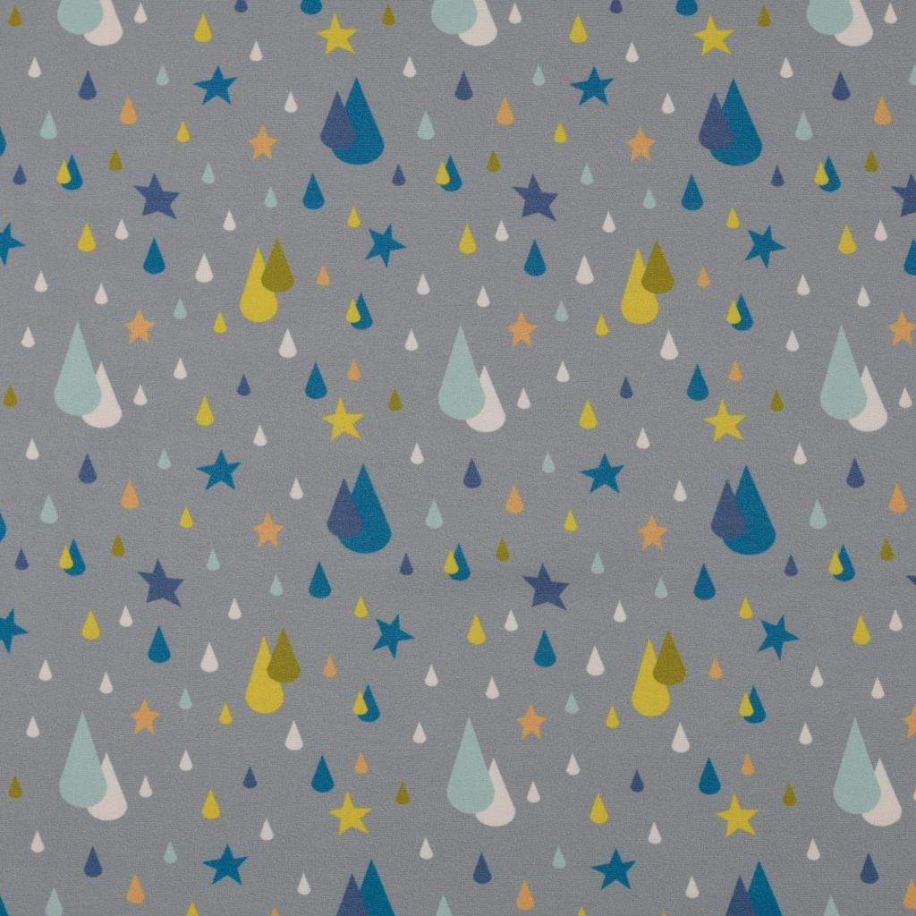 Softshell Fleece Fabric Raindrops