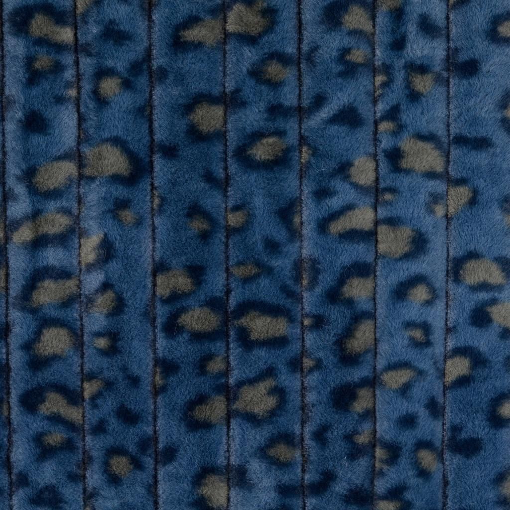 Faux Fur Coat Fabric Leopard Print Blue