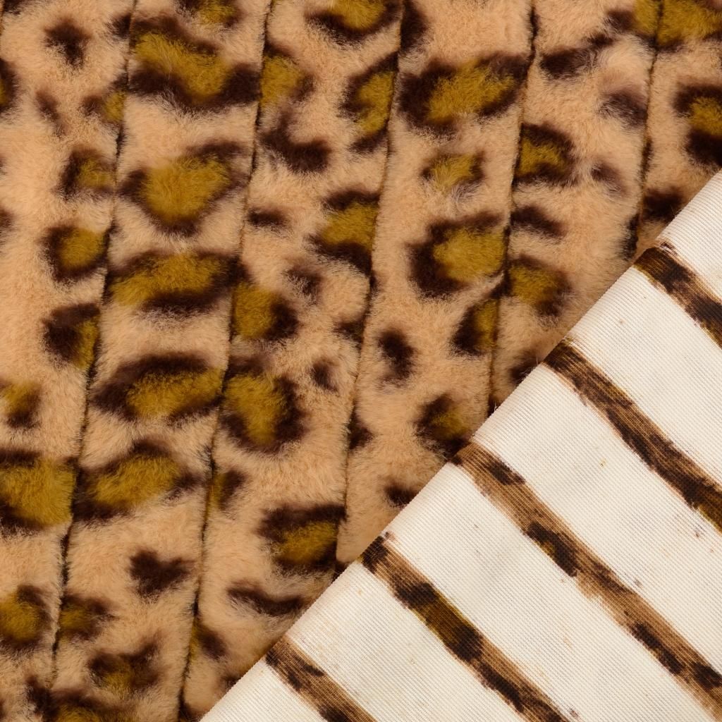 Faux Fur Coat Fabric Leopard Print Coffee