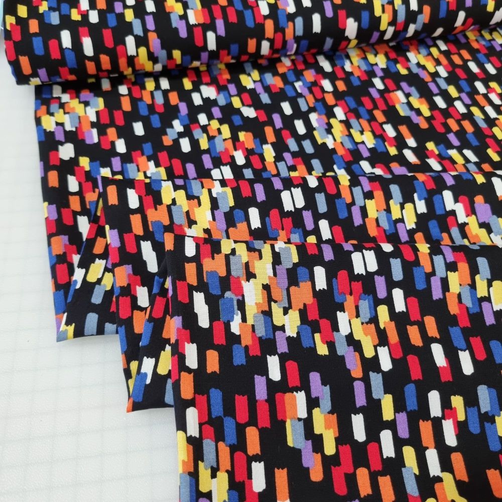 Viscose Fabric Abstract Rainbow