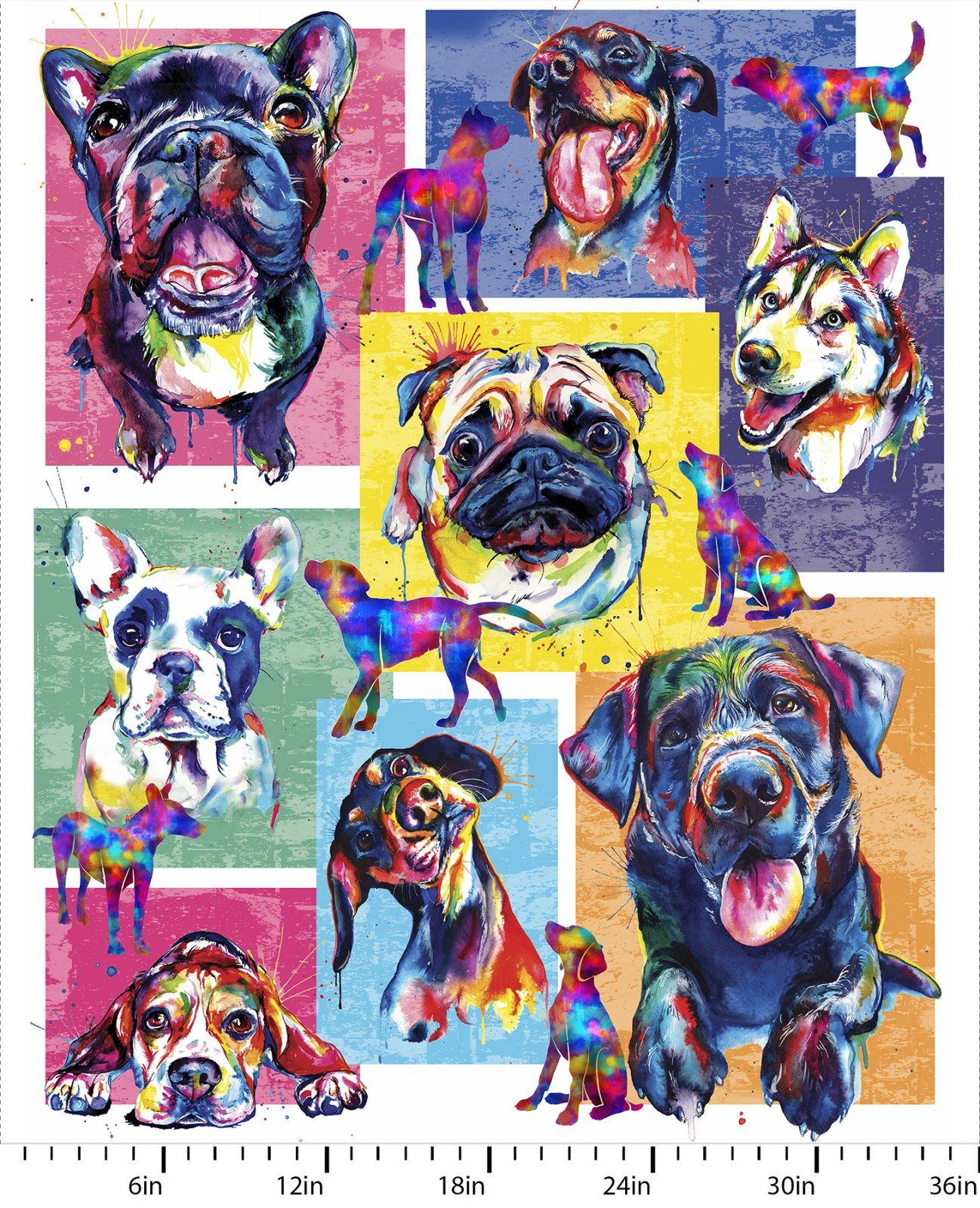 3 wishes fabrics - dogs in the city - cotton fabrics - quilting fabrics ...