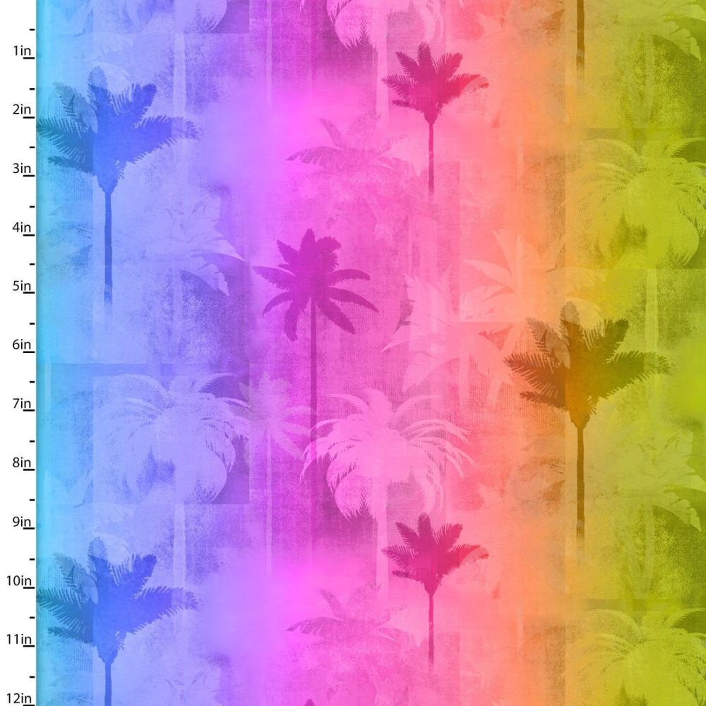 3 Wishes Cotton Fabric Tropicolor Birds Palms
