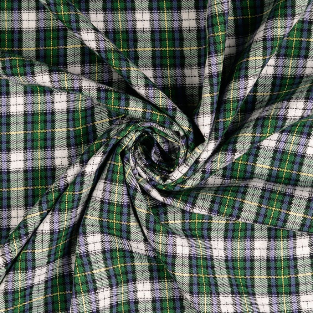 Brushed Cotton Fabric Check Green