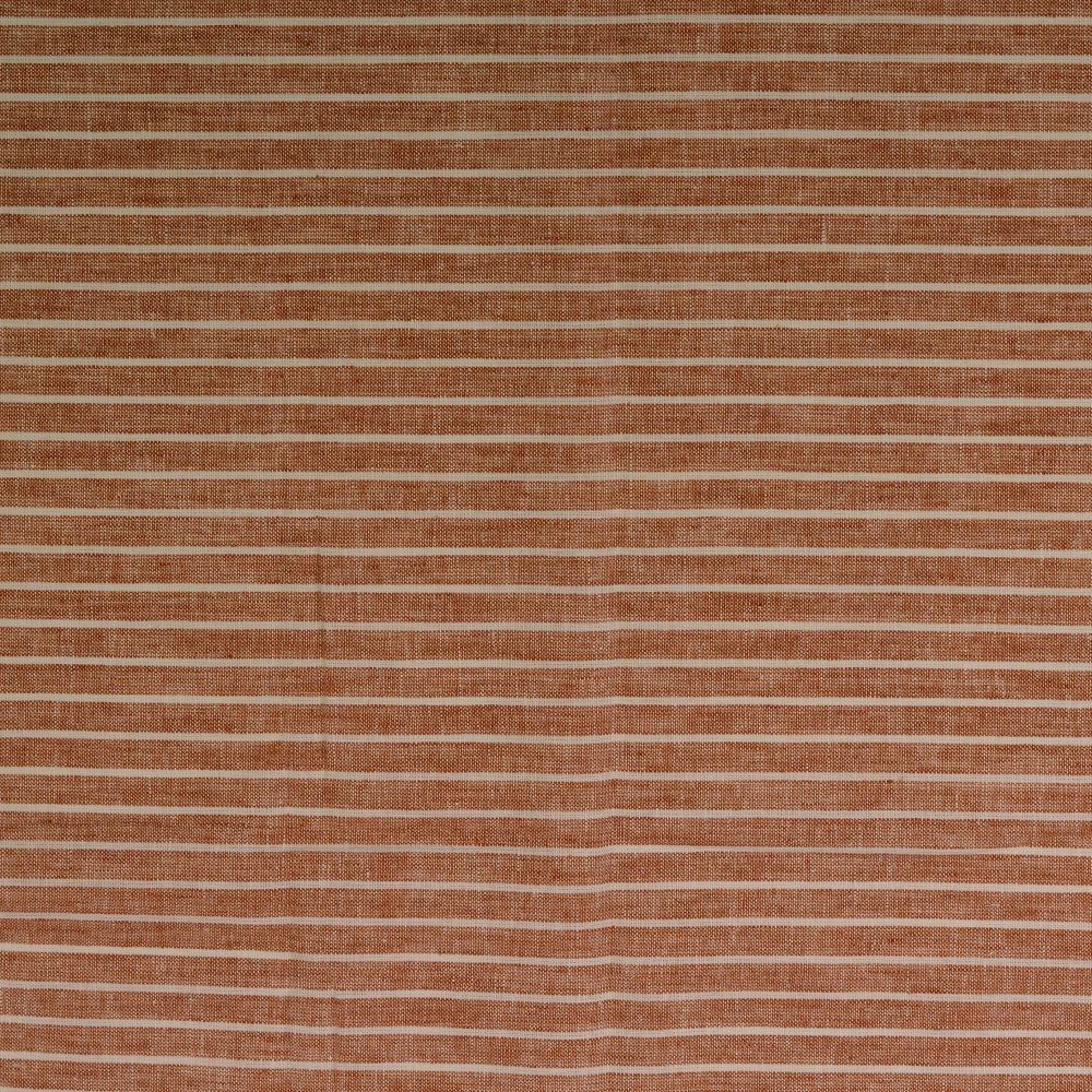 Striped Cotton Linen Mix Fabric Rust