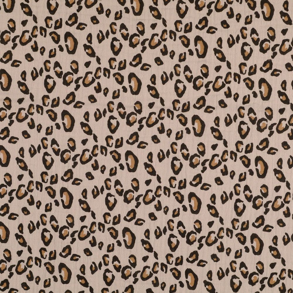 Double Gauze Fabric Leopard Print Taupe