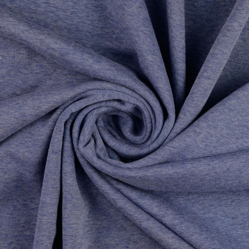 Alpine Fleece Fabric Fur Backed Melange Denim Blue