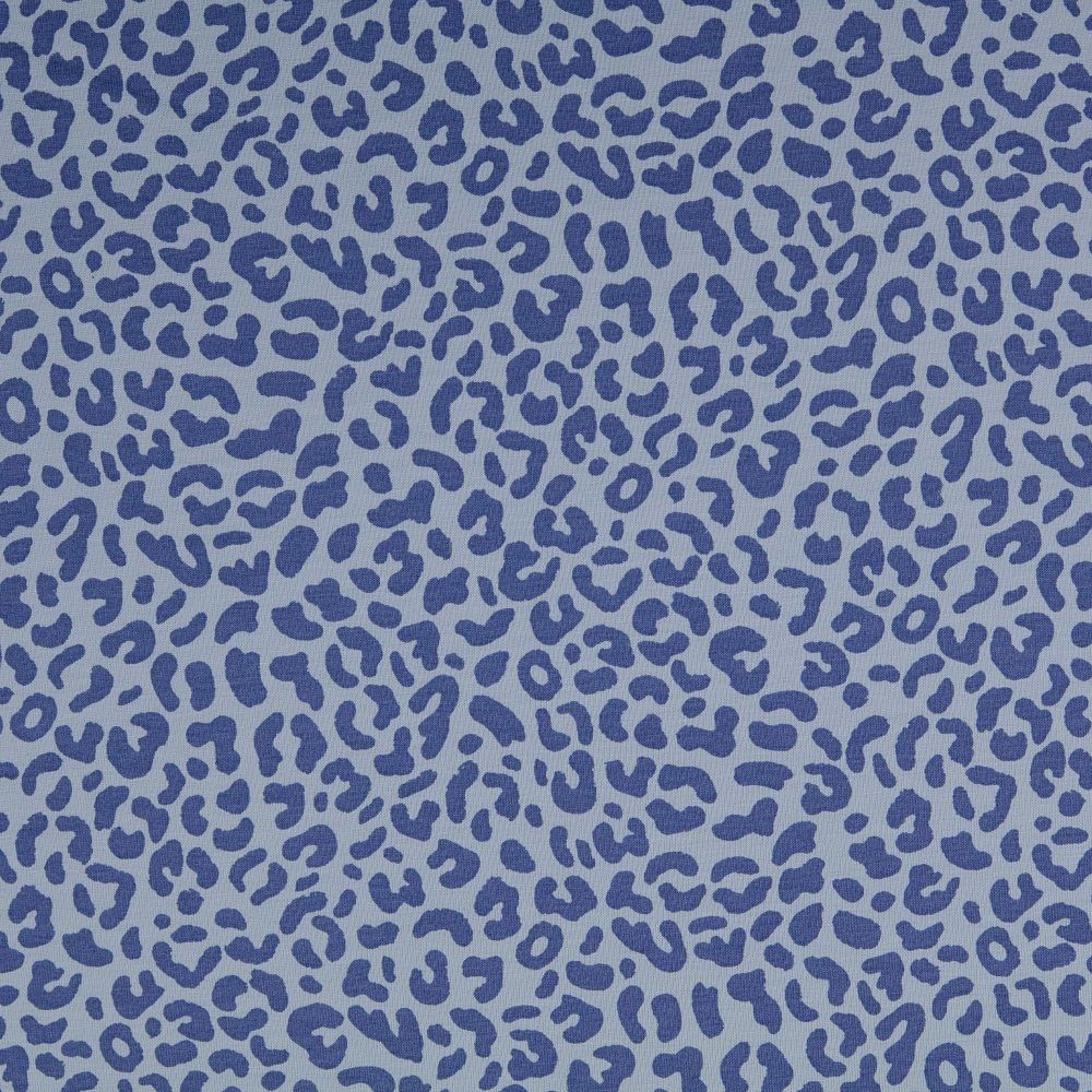 French Terry Fabric Fleece Back Leopard Print Blue