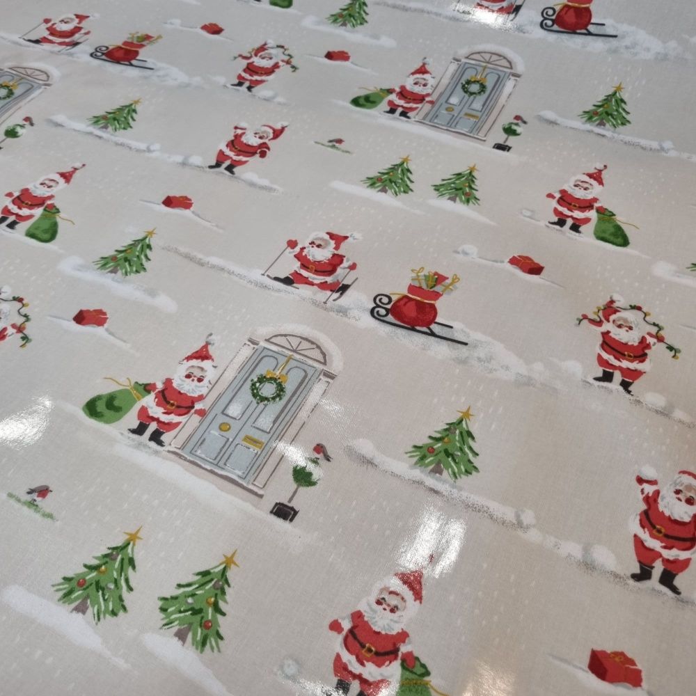 Christmas Oilcloth Santa