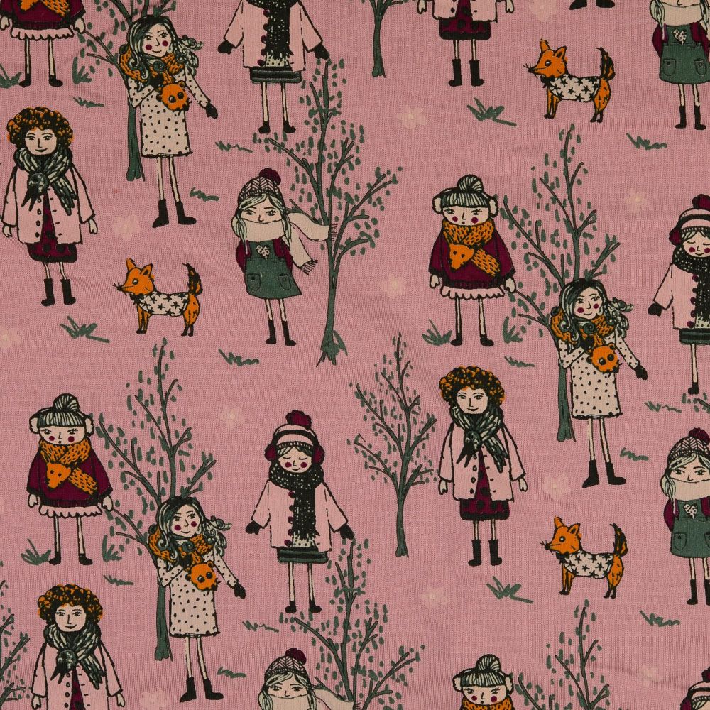 Cotton Modal Jersey Fabric Forest Girls