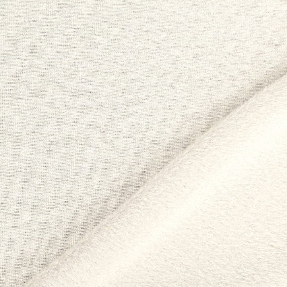 Sweatshirt Melange Fabric Fur Backed Ivory